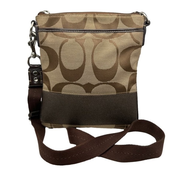 COACH Brown Signature Canvas Crossbody - Picture 1 of 7